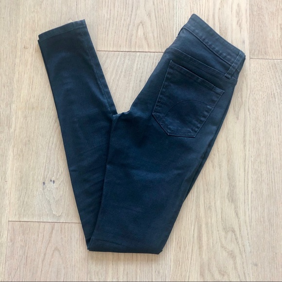 Coated Mid Rise Skinny Jeans in Gunmetal - Picture 5 of 8